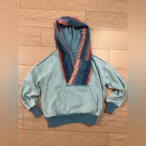 Easel Los Angeles mineral wash knit crochet detail hoodie size medium